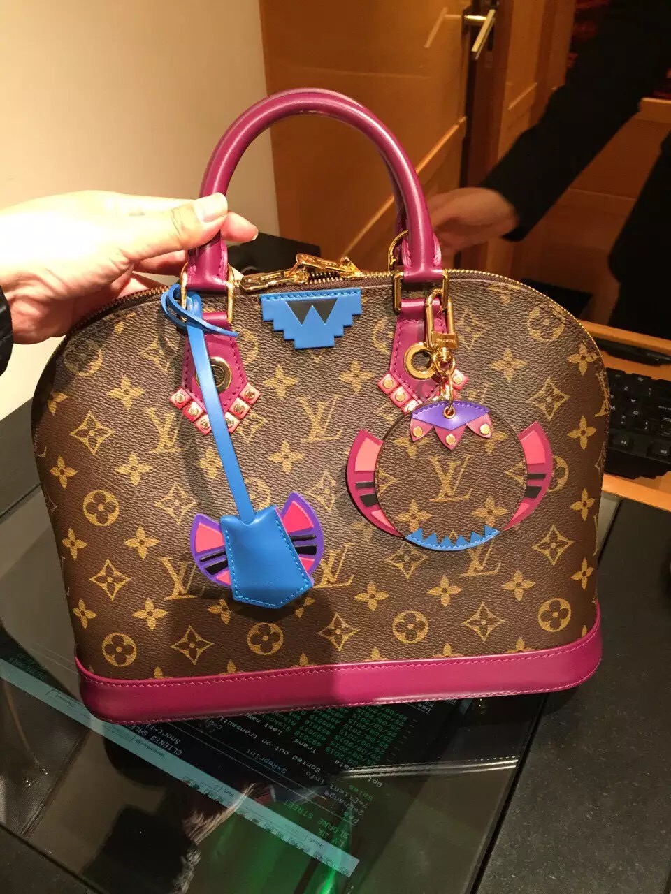 Real Louis Vuitton Coated Alma PM Bag M41662 Magenta